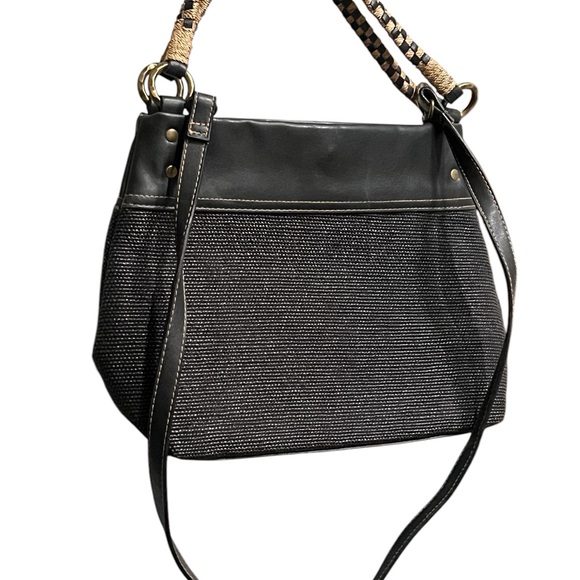 Black Handbag with Rope Handles - Picture 3 of 10